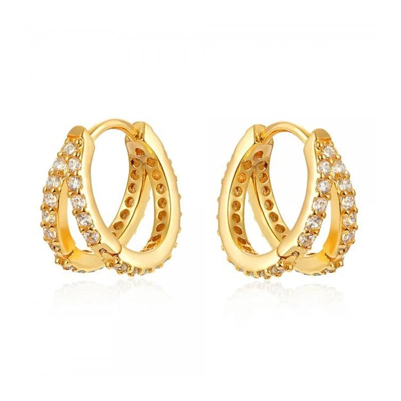 925 Silver Crystal Hoop Earrings CZ Jewelry for Women