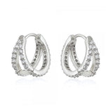 925 Silver Crystal Hoop Earrings CZ Jewelry for Women
