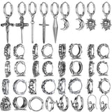 Moon Sun Hoop Earring Gothic Skull Earring Stainless Steel