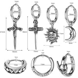 Moon Sun Hoop Earring Gothic Skull Earring Stainless Steel