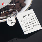 Love You Date Calendar Key Chain Couples Anniversary Keyring Birthday Present