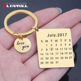 Love You Date Calendar Key Chain Couples Anniversary Keyring Birthday Present