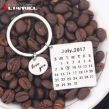 Love You Date Calendar Key Chain Couples Anniversary Keyring Birthday Present