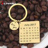 Love You Date Calendar Key Chain Couples Anniversary Keyring Birthday Present