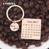 Love You Date Calendar Key Chain Couples Anniversary Keyring Birthday Present