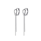 Trustdavis Minimalist 925 Silver Tassel Hoops Earrings For Women Wedding
