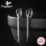 Trustdavis Minimalist 925 Silver Tassel Hoops Earrings For Women Wedding