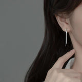 Trustdavis Minimalist 925 Silver Tassel Hoops Earrings For Women Wedding