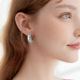 Thick Hoop Earrings for Women, Stainless Steel Chunky C-Shape Open Hoops