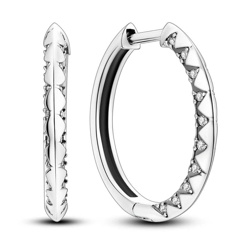 Geometric Zircon Hoop Earrings Silver Women Jewelry Gift
