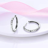 Geometric Zircon Hoop Earrings Silver Women Jewelry Gift