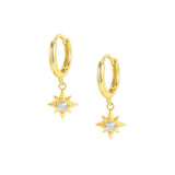 925 Silver Hoop Earring Lightning Star Bee Charms Bling Zircon Earrings