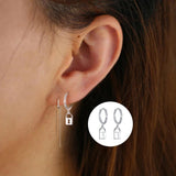 925 Silver Hoop Earring Lightning Star Bee Charms Bling Zircon Earrings