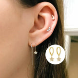925 Silver Hoop Earring Lightning Star Bee Charms Bling Zircon Earrings