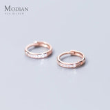 925 Silver Rose Hoop Earrings w/ Clear Zirconia, Women's Gift