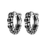 Stainless Steel Skull Hoop Earring Punk Rock Women Men Piercing Jewelry