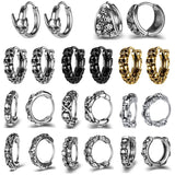 Stainless Steel Skull Hoop Earring Punk Rock Women Men Piercing Jewelry