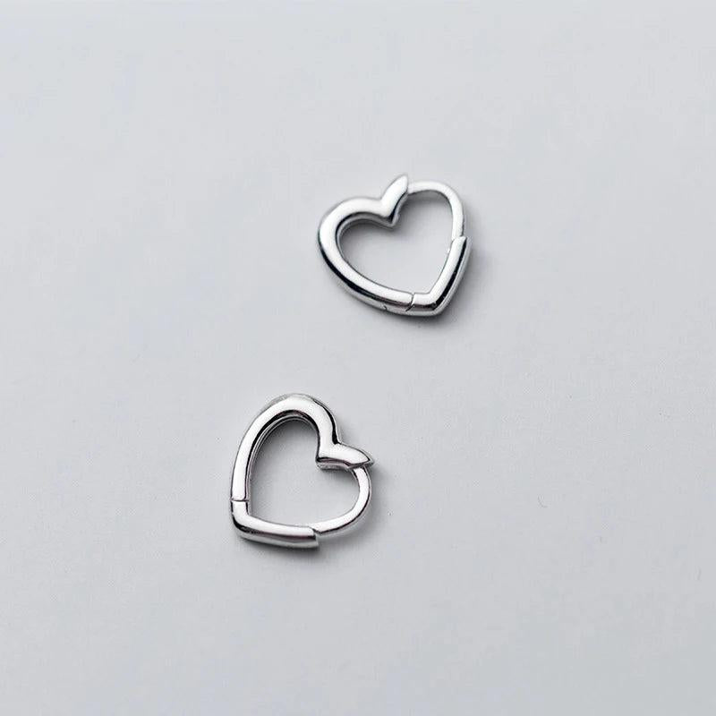 925 Silver Sweet Heart Buckle Hoop Earrings Women Daughter Jewelry
