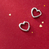 925 Silver Sweet Heart Buckle Hoop Earrings Women Daughter Jewelry