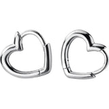 925 Silver Sweet Heart Buckle Hoop Earrings Women Daughter Jewelry