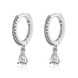 TrustDavis 925 Sterling Silver Water Drop Charm Hoop Earrings Punk Rock Jewelry