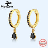 TrustDavis 925 Sterling Silver Water Drop Charm Hoop Earrings Punk Rock Jewelry