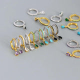 TrustDavis 925 Sterling Silver Water Drop Charm Hoop Earrings Punk Rock Jewelry