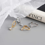 TrustDavis 925 Sterling Silver Water Drop Charm Hoop Earrings Punk Rock Jewelry