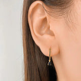 TrustDavis 925 Sterling Silver Water Drop Charm Hoop Earrings Punk Rock Jewelry