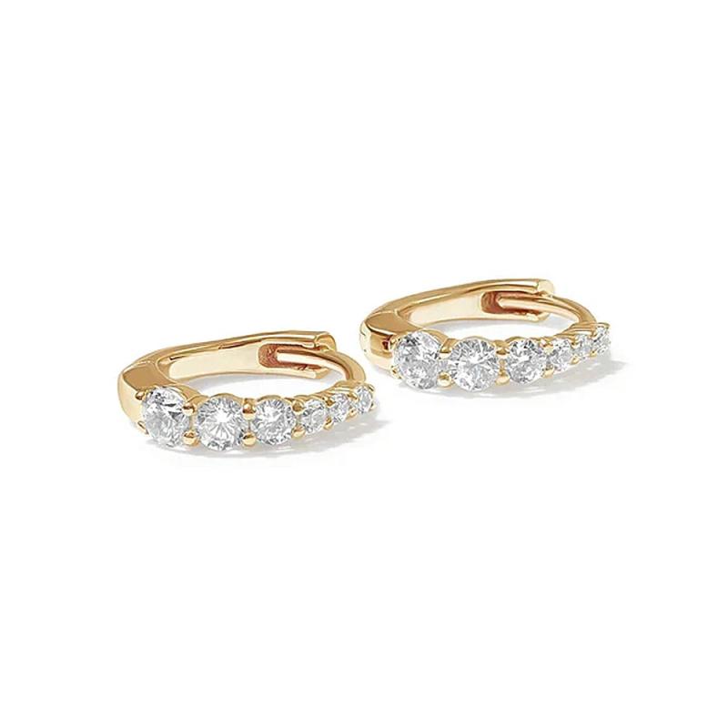 Glossy Mini Crystal 925 Silver Hoop Earrings for Women