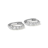 Glossy Mini Crystal 925 Silver Hoop Earrings for Women