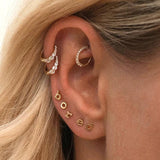 Glossy Mini Crystal 925 Silver Hoop Earrings for Women