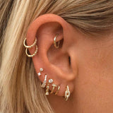 Glossy Mini Crystal 925 Silver Hoop Earrings for Women