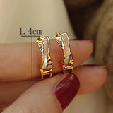 14K Fritillaria Shell Hoop Earrings S925 Silver Needle