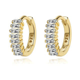 TrustDavis 925 Silver Hoop Earrings Rectangle CZ Earring Jewelry