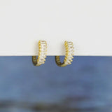 TrustDavis 925 Silver Hoop Earrings Rectangle CZ Earring Jewelry