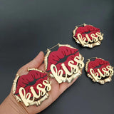 KISS Red Lips Hoop Earrings Birthday Gift