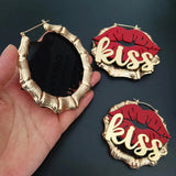 KISS Red Lips Hoop Earrings Birthday Gift