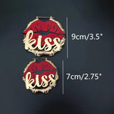 KISS Red Lips Hoop Earrings Birthday Gift