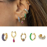 Zircon Hoop Earrings Ear Cuffs Dangle Drop Piercing Jewelry