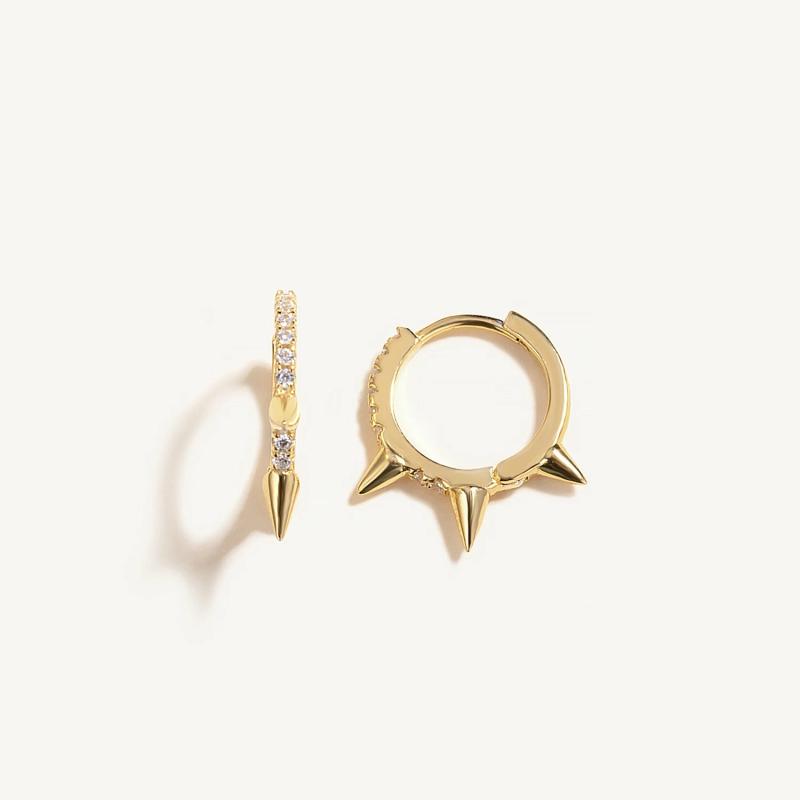 925 Silver Earrings Geometric Diamond Hoop Earring for Women