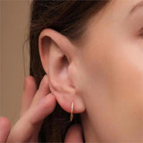 925 Silver Earrings Geometric Diamond Hoop Earring for Women