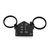 2PCS Personalized Initials Letter Engraved Keychain for Couple Gift