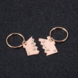 2PCS Personalized Initials Letter Engraved Keychain for Couple Gift