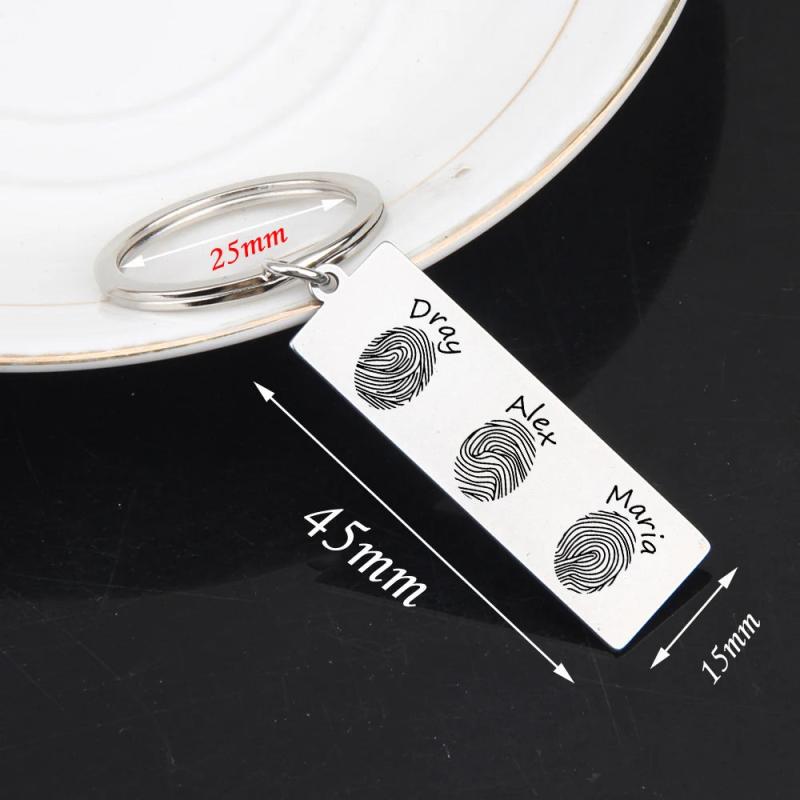 Family Fingerprint Keychain Father Memorial Present Actual Fingerprint