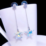 Crystal Star Long Earrings, Elegant Net Red Ear Jewelry