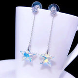 Crystal Star Long Earrings, Elegant Net Red Ear Jewelry