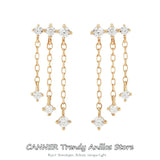 925 Silver Zircon Chain Dangling Earrings
