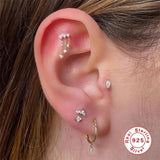 925 Silver Zircon Chain Dangling Earrings