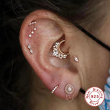 925 Silver Zircon Chain Dangling Earrings